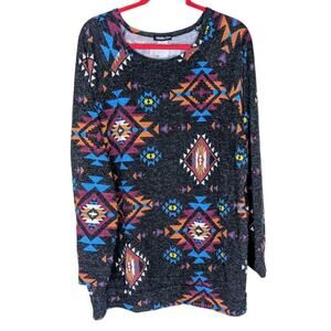 Women’s Heimish USA Aztec Print Lightweight Tunic Sweater 2XL Soft